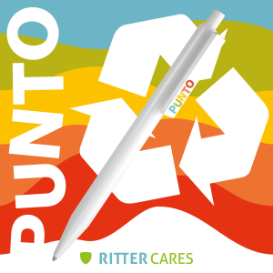 Cover promozionale della penna Punto Ritter-Pen personalizzata con logo Ritter Cares.