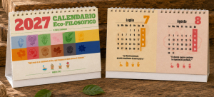 Calendario bimestrale in carta semi personalizzabile 2027 modello Eco-Filosofico da tavolo