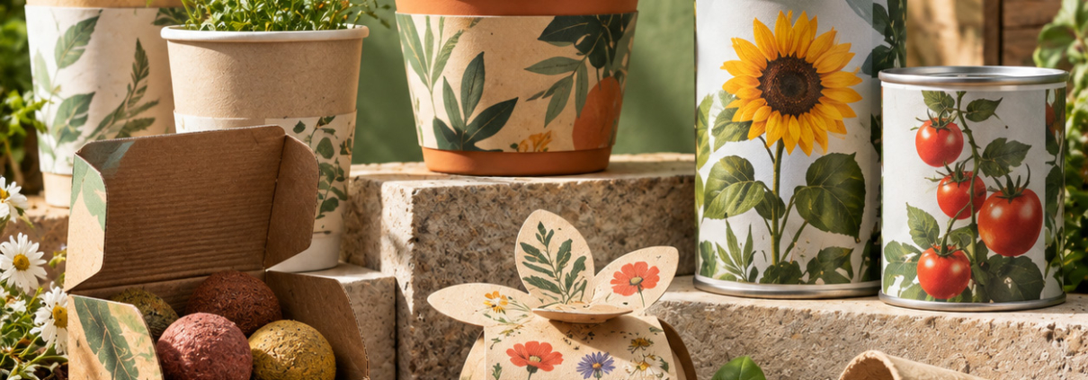 Growing kit personalizzati con semi, vasi, seedbomb e kit di coltivazione