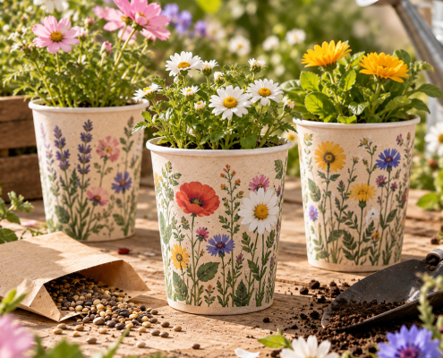 Growing kit ORIVA in paper cup personalizzabile con fiori e semi